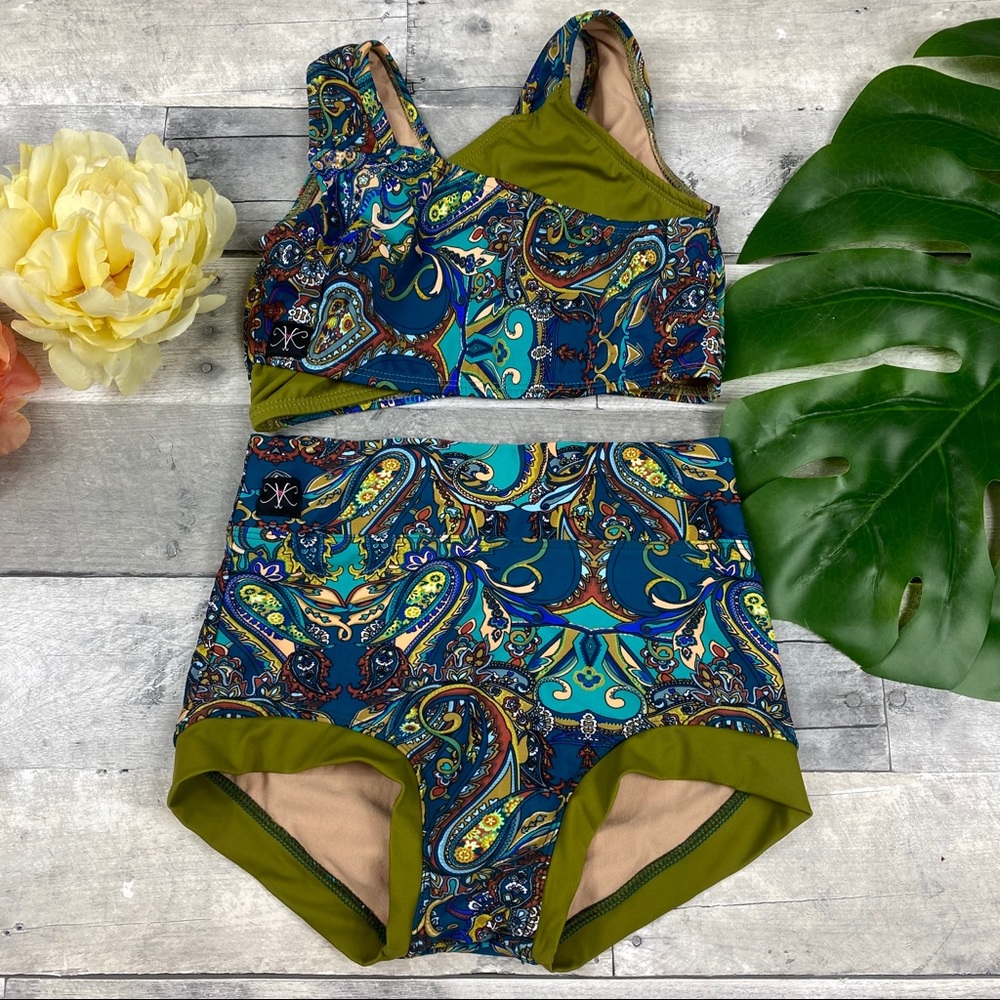 Kandi Kouture paisley girls dance Leo leotard 2 pc